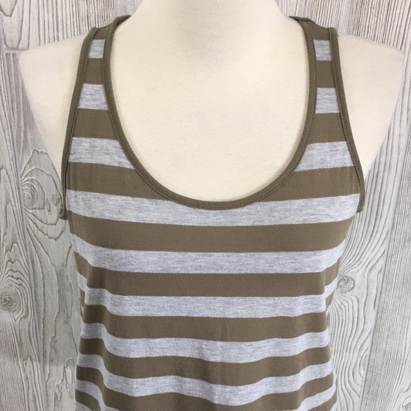 Cotton On Striped Tank Top Large Brown & Gray - Picture 2 of 8